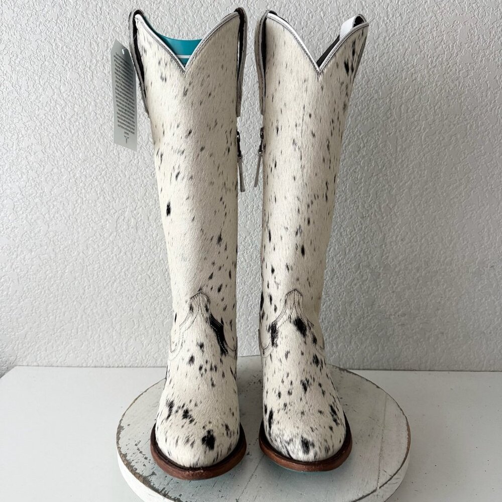 Lane Boots Womens Cowhide Cowboy Boots Tall Brown Western Cow Skin Size 6.5 NEW - Picture 6 of 13